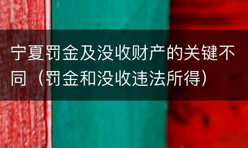 宁夏罚金及没收财产的关键不同（罚金和没收违法所得）