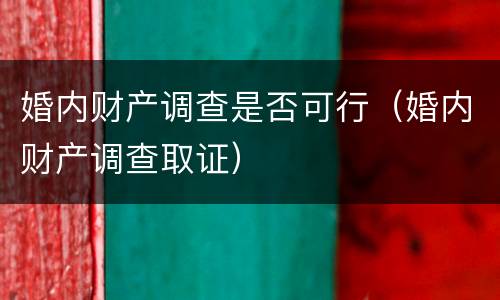 婚内财产调查是否可行（婚内财产调查取证）