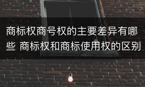 商标权商号权的主要差异有哪些 商标权和商标使用权的区别