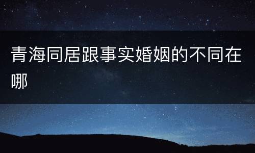 青海同居跟事实婚姻的不同在哪