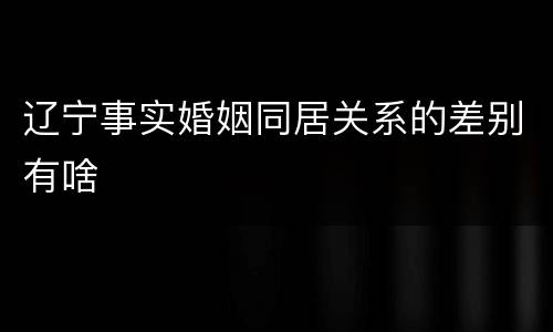 辽宁事实婚姻同居关系的差别有啥