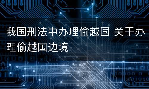 我国刑法中办理偷越国 关于办理偷越国边境