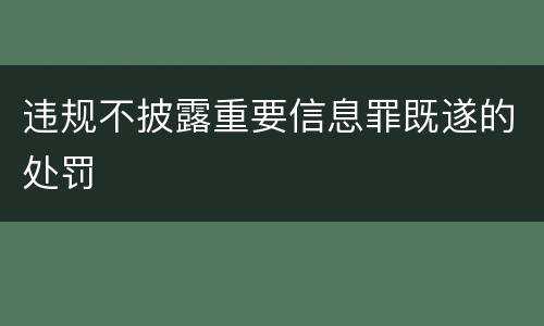 违规不披露重要信息罪既遂的处罚