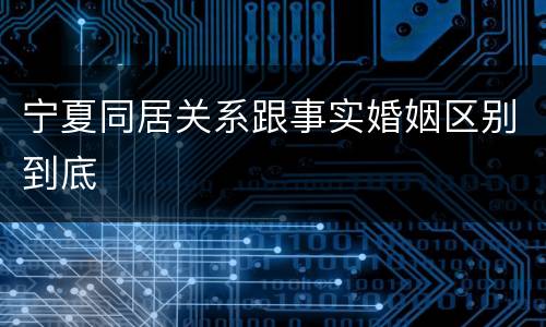宁夏同居关系跟事实婚姻区别到底
