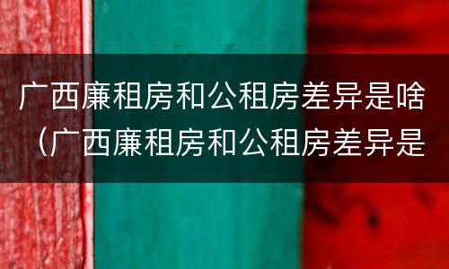 广西廉租房和公租房差异是啥（广西廉租房和公租房差异是啥原因）