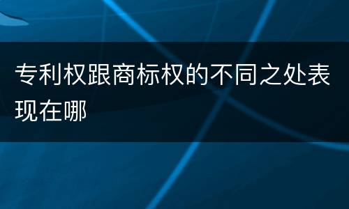 专利权跟商标权的不同之处表现在哪