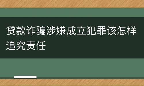 贷款诈骗涉嫌成立犯罪该怎样追究责任