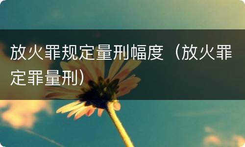 放火罪规定量刑幅度（放火罪定罪量刑）