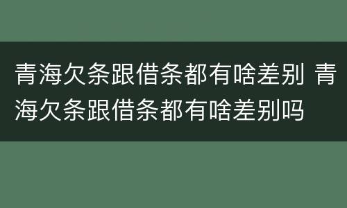 青海欠条跟借条都有啥差别 青海欠条跟借条都有啥差别吗