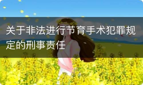 关于非法进行节育手术犯罪规定的刑事责任
