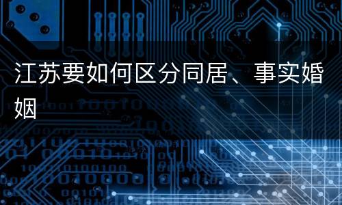 江苏要如何区分同居、事实婚姻