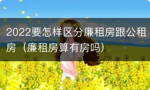 2022要怎样区分廉租房跟公租房（廉租房算有房吗）