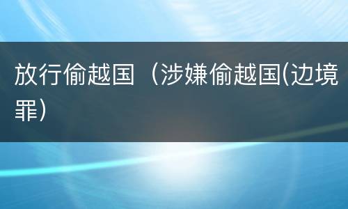 放行偷越国（涉嫌偷越国(边境罪）