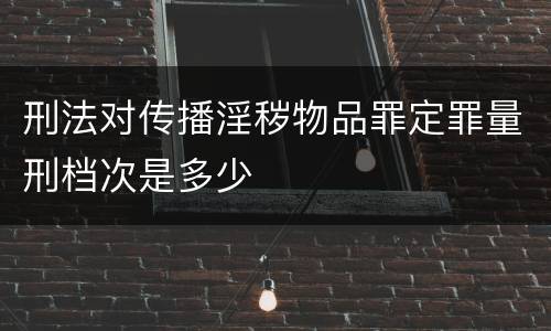 刑法对传播淫秽物品罪定罪量刑档次是多少