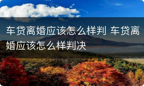 车贷离婚应该怎么样判 车贷离婚应该怎么样判决