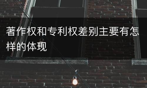 著作权和专利权差别主要有怎样的体现
