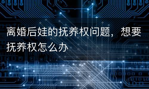 离婚后娃的抚养权问题，想要抚养权怎么办