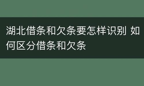 湖北借条和欠条要怎样识别 如何区分借条和欠条