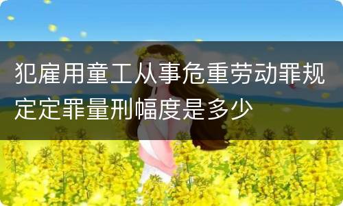 犯雇用童工从事危重劳动罪规定定罪量刑幅度是多少