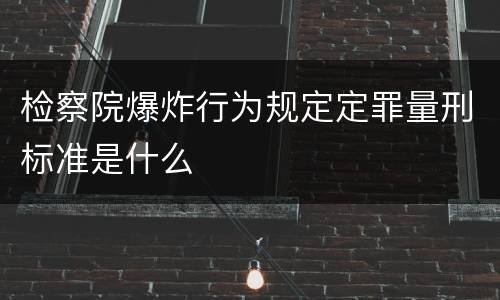 检察院爆炸行为规定定罪量刑标准是什么