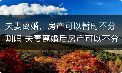 夫妻离婚，房产可以暂时不分割吗 夫妻离婚后房产可以不分割吗