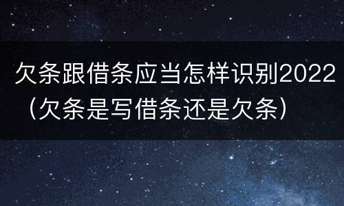 欠条跟借条应当怎样识别2022（欠条是写借条还是欠条）