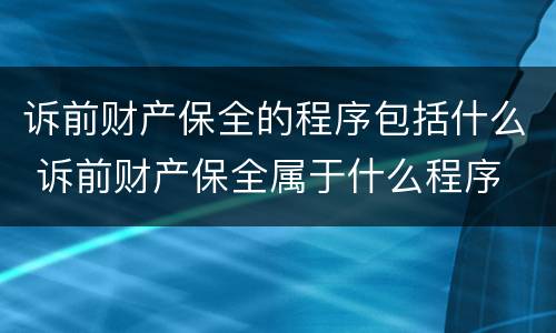 诉前财产保全的程序包括什么 诉前财产保全属于什么程序
