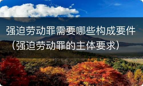 强迫劳动罪需要哪些构成要件（强迫劳动罪的主体要求）