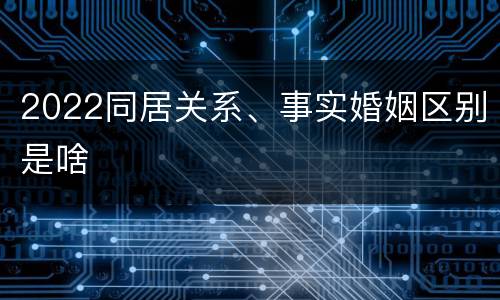 2022同居关系、事实婚姻区别是啥