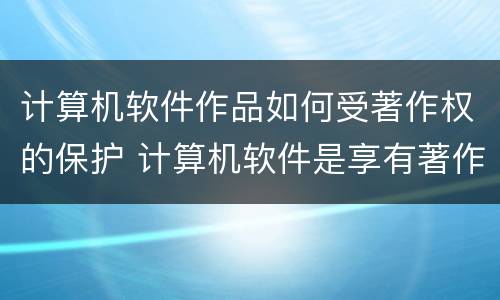 计算机软件作品如何受著作权的保护 计算机软件是享有著作保护权的作品吗