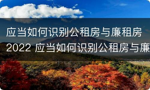应当如何识别公租房与廉租房2022 应当如何识别公租房与廉租房2022年的区别