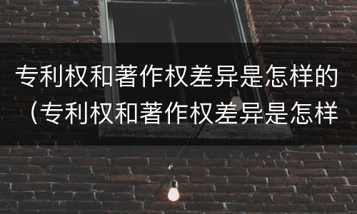 专利权和著作权差异是怎样的（专利权和著作权差异是怎样的形式）
