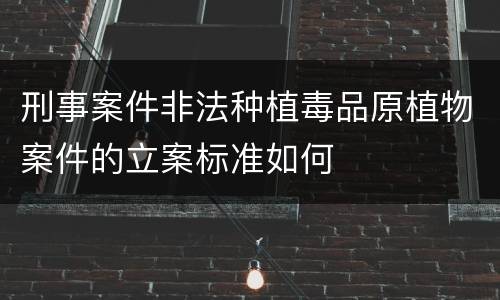 刑事案件非法种植毒品原植物案件的立案标准如何