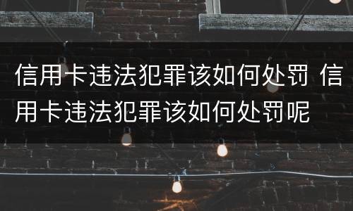信用卡违法犯罪该如何处罚 信用卡违法犯罪该如何处罚呢