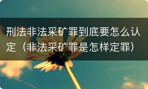 刑法非法采矿罪到底要怎么认定（非法采矿罪是怎样定罪）