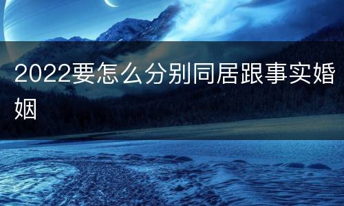 2022要怎么分别同居跟事实婚姻