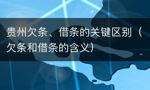 贵州欠条、借条的关键区别（欠条和借条的含义）