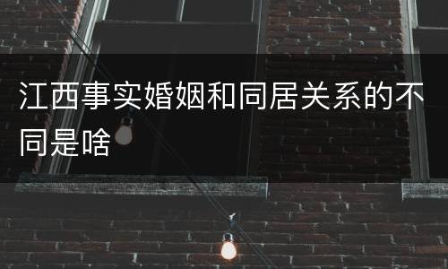 江西事实婚姻和同居关系的不同是啥
