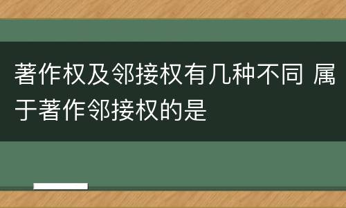 著作权及邻接权有几种不同 属于著作邻接权的是