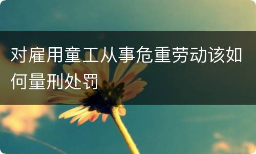 对雇用童工从事危重劳动该如何量刑处罚