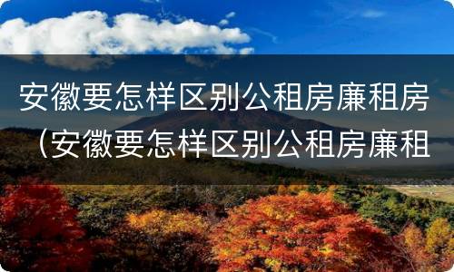 安徽要怎样区别公租房廉租房（安徽要怎样区别公租房廉租房和住宅）