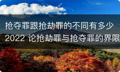 抢夺罪跟抢劫罪的不同有多少2022 论抢劫罪与抢夺罪的界限