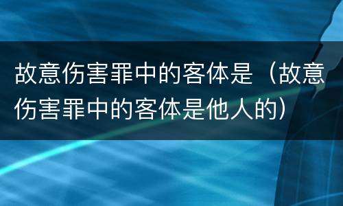 故意伤害罪中的客体是（故意伤害罪中的客体是他人的）