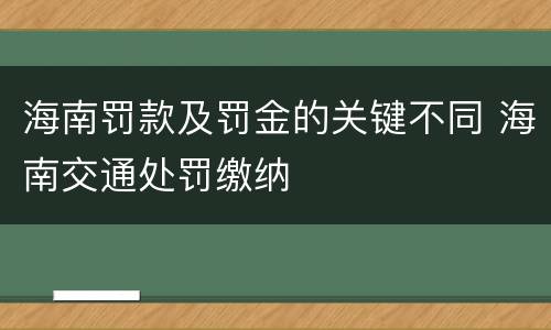 海南罚款及罚金的关键不同 海南交通处罚缴纳