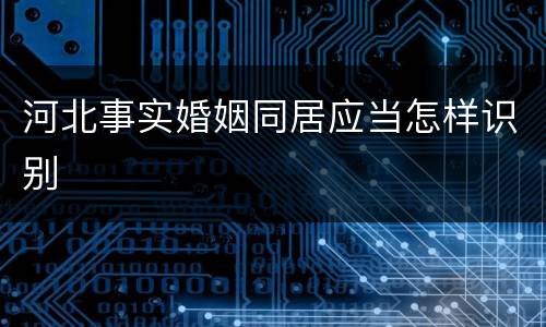 河北事实婚姻同居应当怎样识别