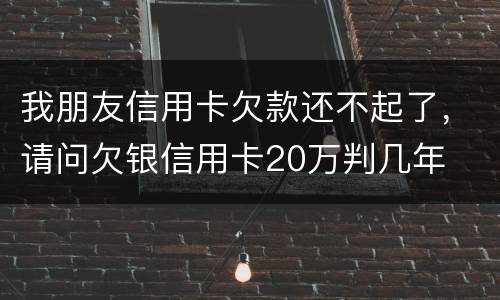 我朋友信用卡欠款还不起了，请问欠银信用卡20万判几年