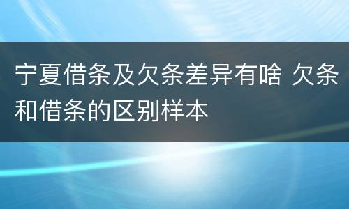 宁夏借条及欠条差异有啥 欠条和借条的区别样本