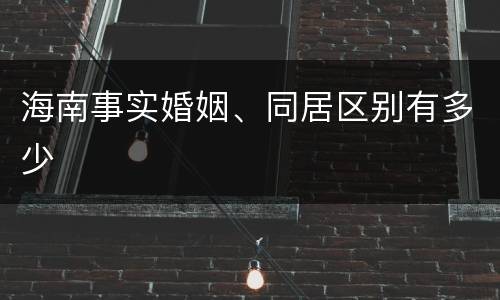海南事实婚姻、同居区别有多少