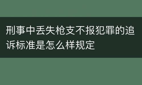 刑事中丢失枪支不报犯罪的追诉标准是怎么样规定