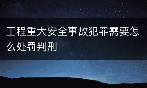 工程重大安全事故犯罪需要怎么处罚判刑
